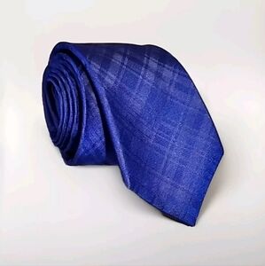 Calvin Klein Men's Silk Tie Blue Plaid